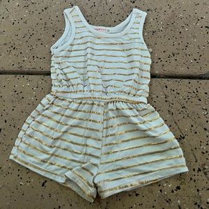 Super cute white and gold romper.